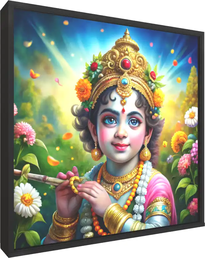 Sunlit Devotion Radiant Floral Portrait — floater frame preview | PrintPosters.in