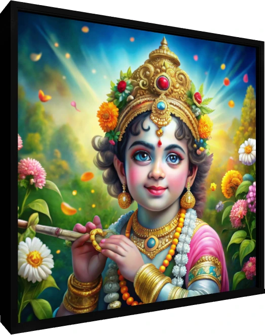 Sunlit Devotion Radiant Floral Portrait wall art print — floater frame preview | PrintPosters.in