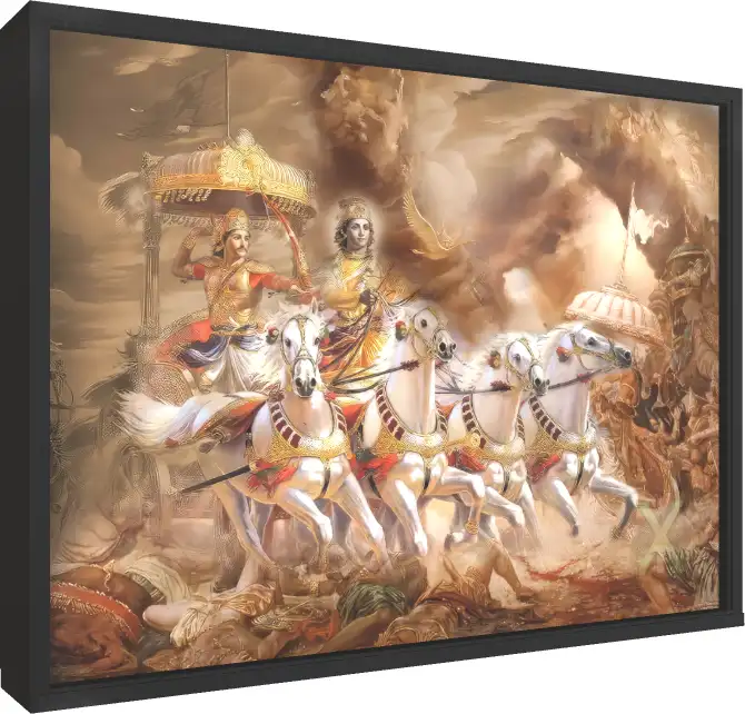 Majestic Warrior on Horseback Canvas — floater frame preview | PrintPosters.in