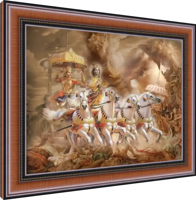 Majestic Warrior on Horseback Canvas — photo frame preview | PrintPosters.in