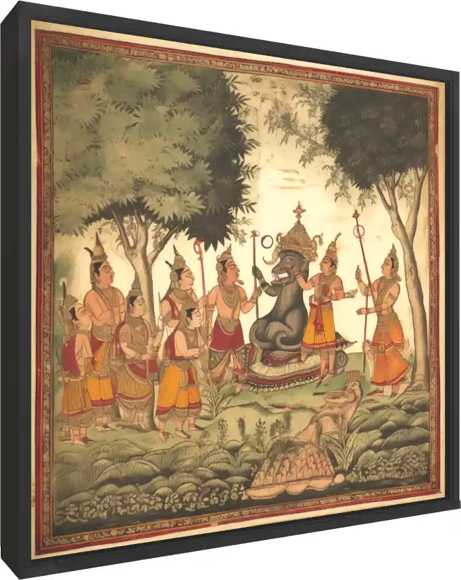 Royal Elephant Procession Art Print — floater frame preview | PrintPosters.in