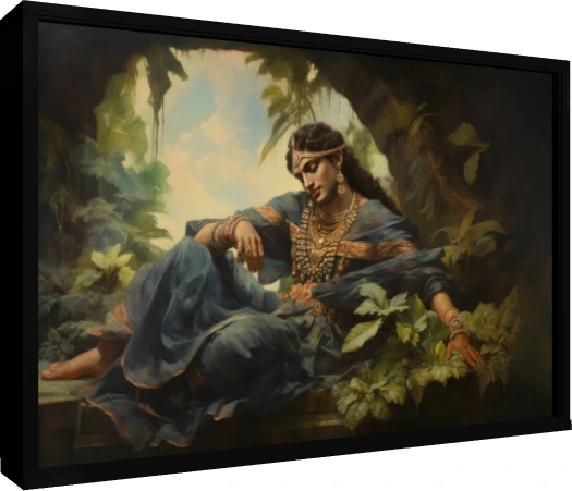 Serene Krishna in Forest Meditation Canvas wall art print — floater frame preview | PrintPosters.in