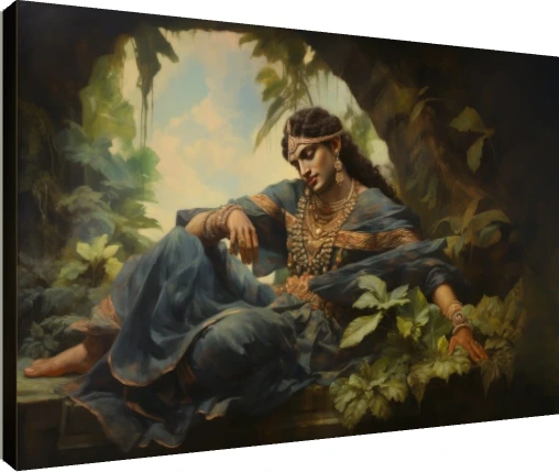 Serene Krishna in Forest Meditation Canvas wall art print | PrintPosters.in