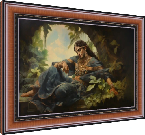 Serene Krishna in Forest Meditation Canvas wall art print — photo frame preview | PrintPosters.in