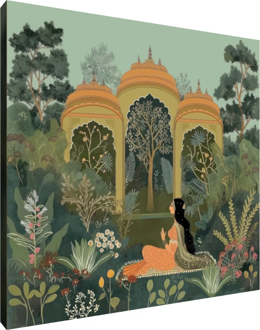 Woman and Dog in Botanical Garden wall art print | PrintPosters.in