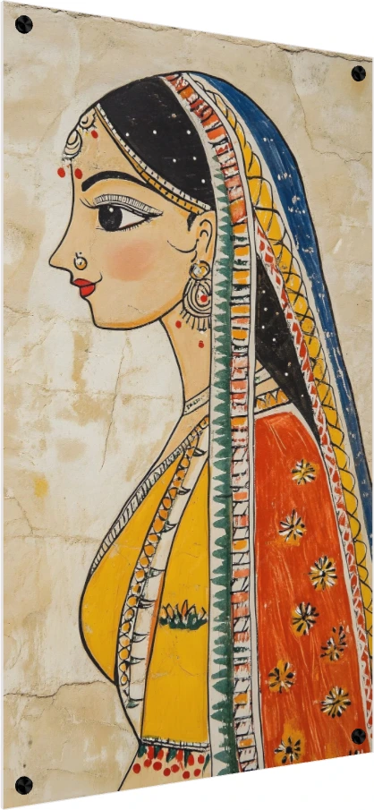 Tribal Indian Woman Profile Painting Canvas wall art print — acrylic preview | PrintPosters.in