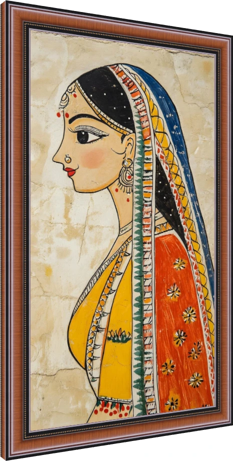 Tribal Indian Woman Profile Painting Canvas wall art print — photo frame preview | PrintPosters.in