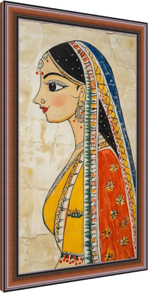 Tribal Indian Woman Profile Painting Canvas wall art print — photo frame preview | PrintPosters.in