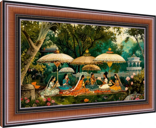 Royal Women Under Parasols Garden Canvas wall art print — photo frame preview | PrintPosters.in