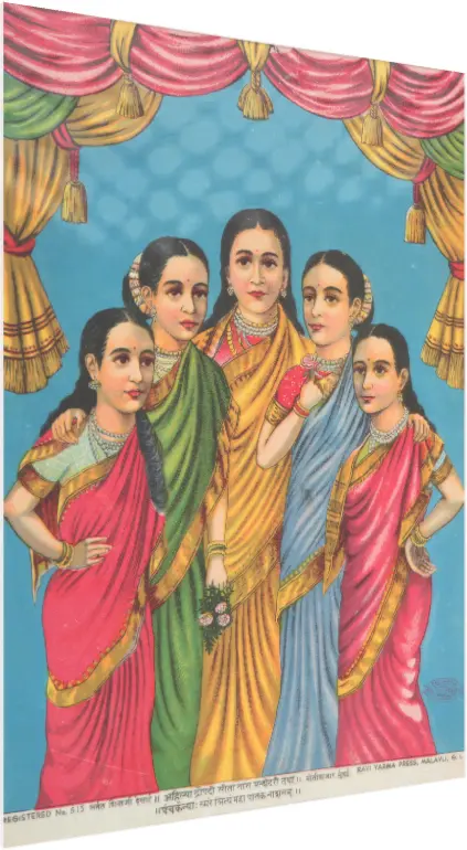 Panchakanya by Raja Ravi Varma Canvas — acrylic preview | PrintPosters.in