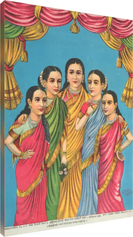 Panchakanya by Raja Ravi Varma Canvas | PrintPosters.in