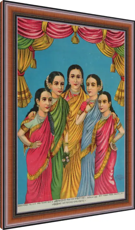 Panchakanya by Raja Ravi Varma Canvas — photo frame preview | PrintPosters.in