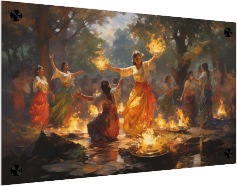 Lohri Punjabi Folk Festival Celebration Canvas wall art print — acrylic preview | PrintPosters.in