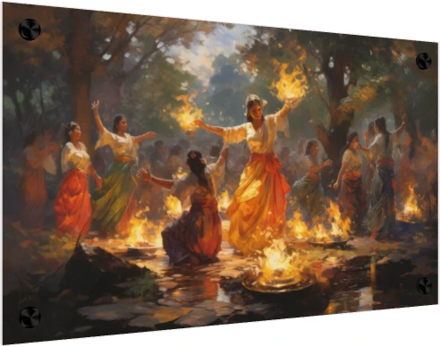 Lohri Punjabi Folk Festival Celebration Canvas wall art print — acrylic preview | PrintPosters.in