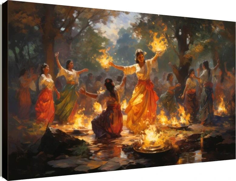 Lohri Punjabi Folk Festival Celebration Canvas wall art print | PrintPosters.in