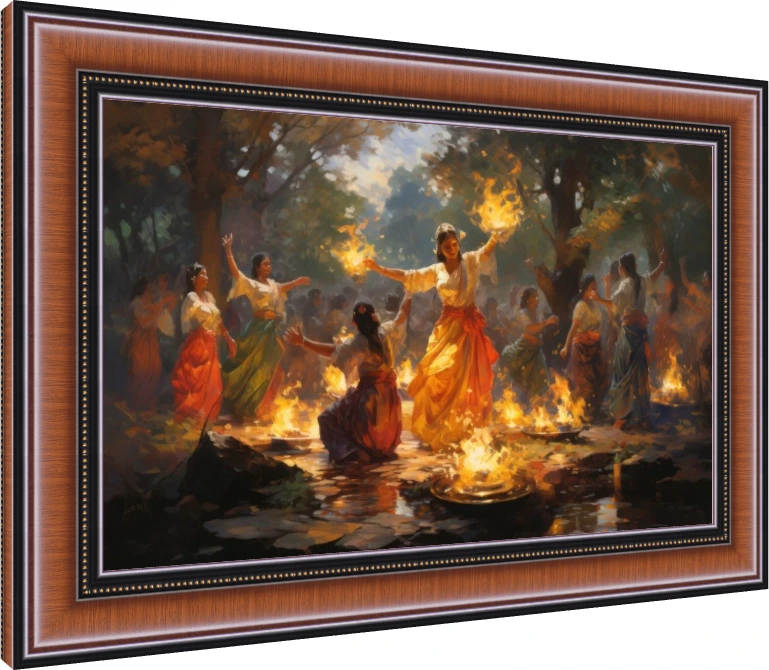 Lohri Punjabi Folk Festival Celebration Canvas wall art print — photo frame preview | PrintPosters.in