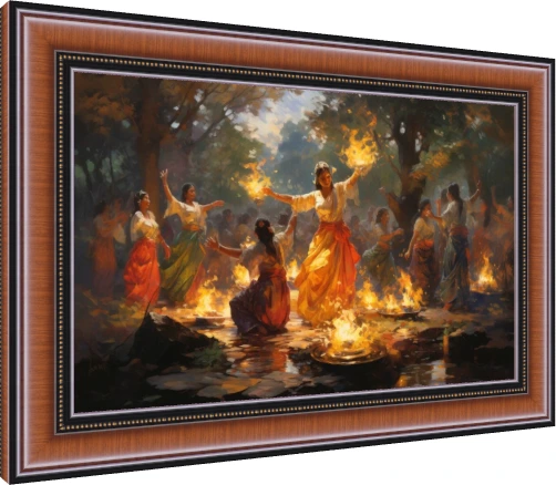 Lohri Punjabi Folk Festival Celebration Canvas wall art print — photo frame preview | PrintPosters.in