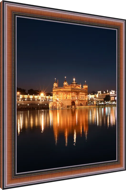 Divine Golden Temple Dawn Canvas — photo frame preview | PrintPosters.in