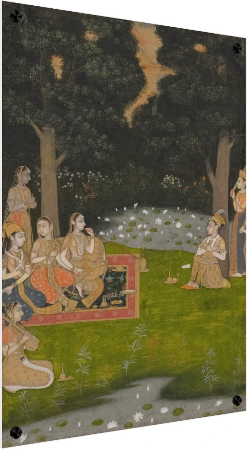 Princely Ascetic Visited by Ladies Miniature Canvas wall art print — acrylic preview | PrintPosters.in