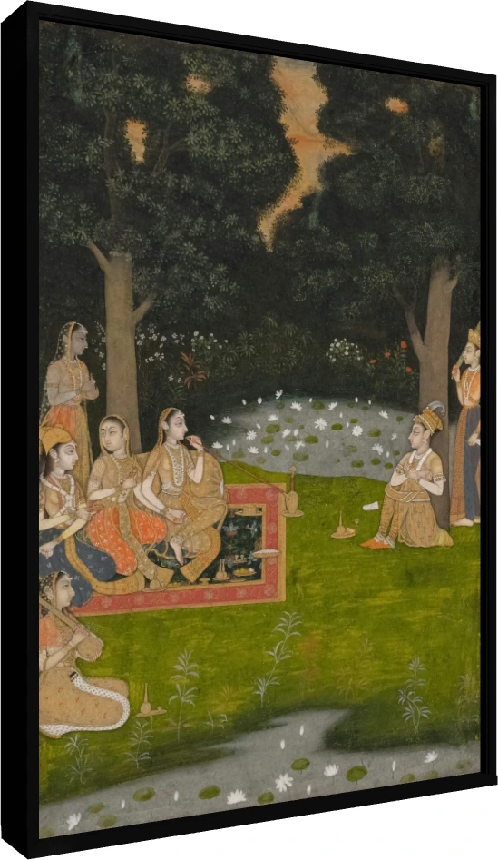 Princely Ascetic Visited by Ladies Miniature Canvas wall art print — floater frame preview | PrintPosters.in