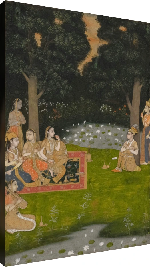 Princely Ascetic Visited by Ladies Miniature Canvas wall art print | PrintPosters.in
