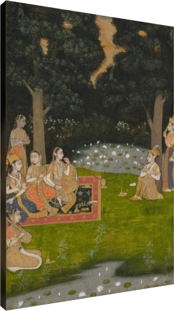 Princely Ascetic Visited by Ladies Miniature Canvas wall art print | PrintPosters.in