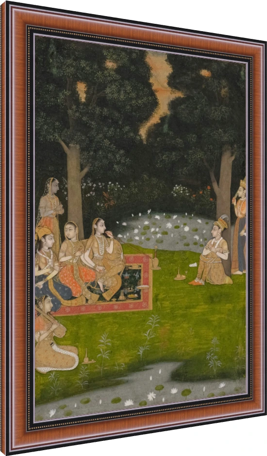Princely Ascetic Visited by Ladies Miniature Canvas wall art print — photo frame preview | PrintPosters.in