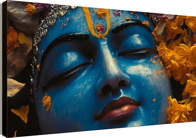 Meditative Krishna Face Close-Up Canvas wall art print | PrintPosters.in