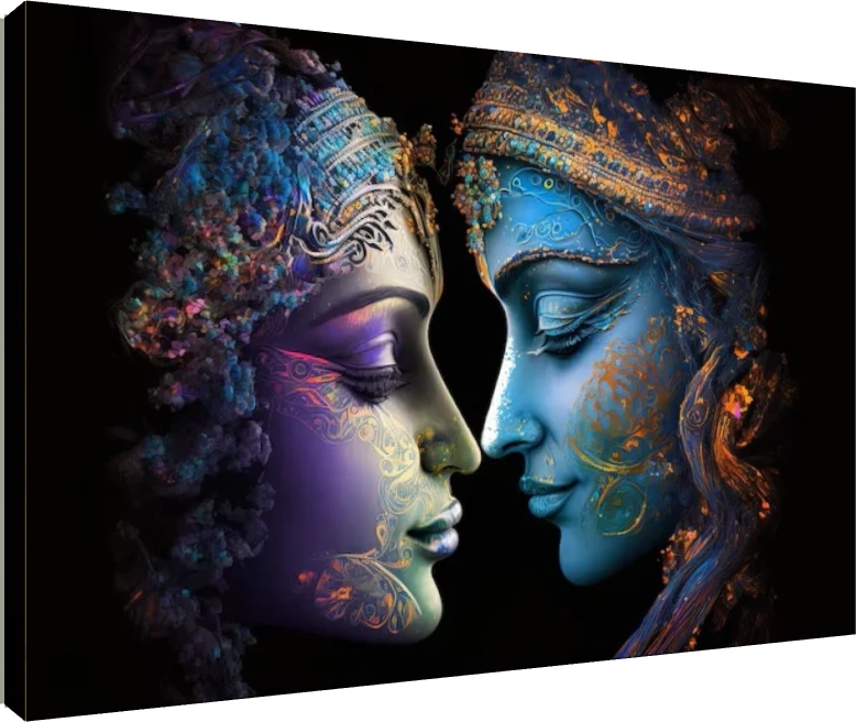 Abstract Ornate Radha Krishna Canvas wall art print | PrintPosters.in