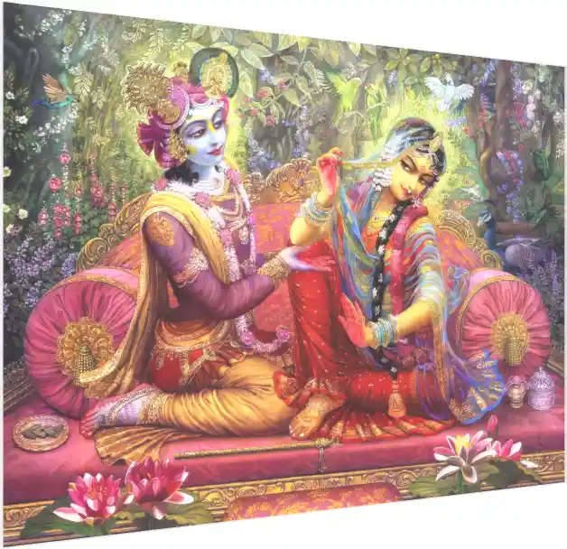 High Definition Radha Krishna Love Print wall art print — acrylic preview | PrintPosters.in