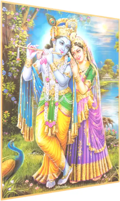 Classic Radha Krishna Devotion Canvas — acrylic preview | PrintPosters.in