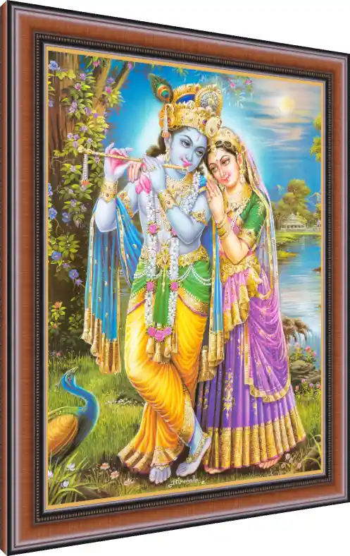 Classic Radha Krishna Devotion Canvas — photo frame preview | PrintPosters.in