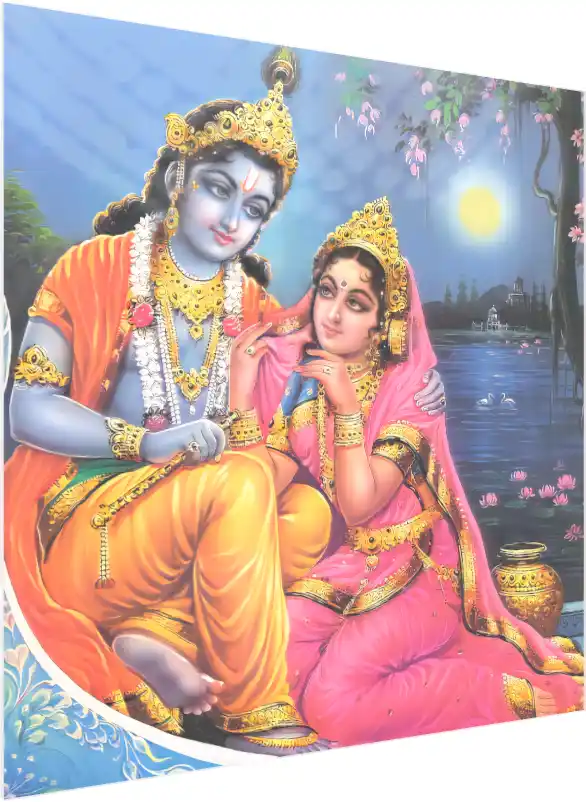 Traditional Radha Krishna Portrait — acrylic preview | PrintPosters.in