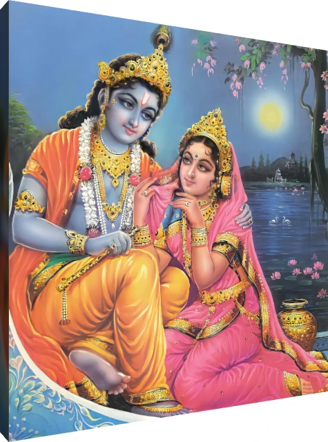 Traditional Radha Krishna Portrait wall art print | PrintPosters.in