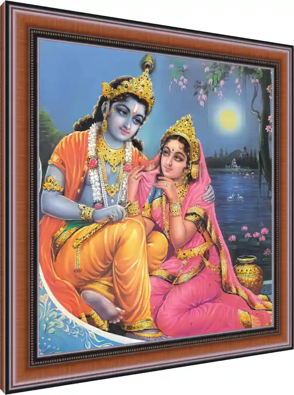 Traditional Radha Krishna Portrait — photo frame preview | PrintPosters.in