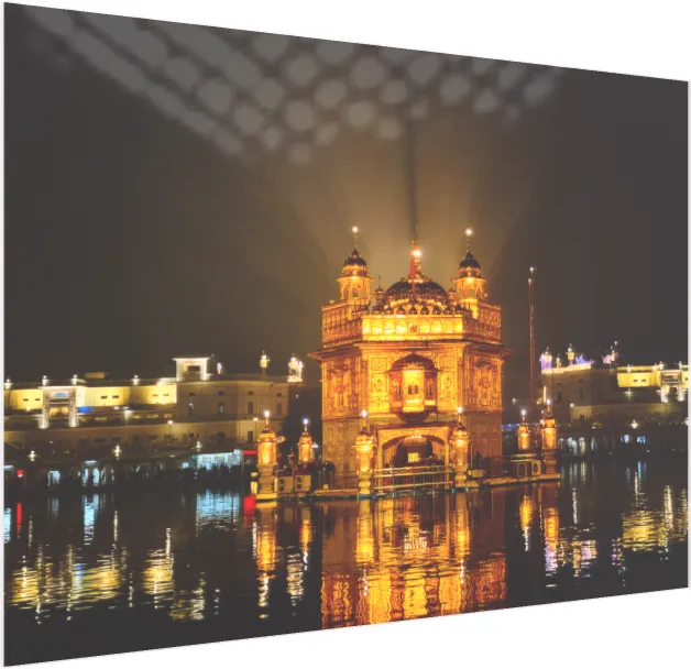 Peaceful Golden Temple Reflection Print — acrylic preview | PrintPosters.in