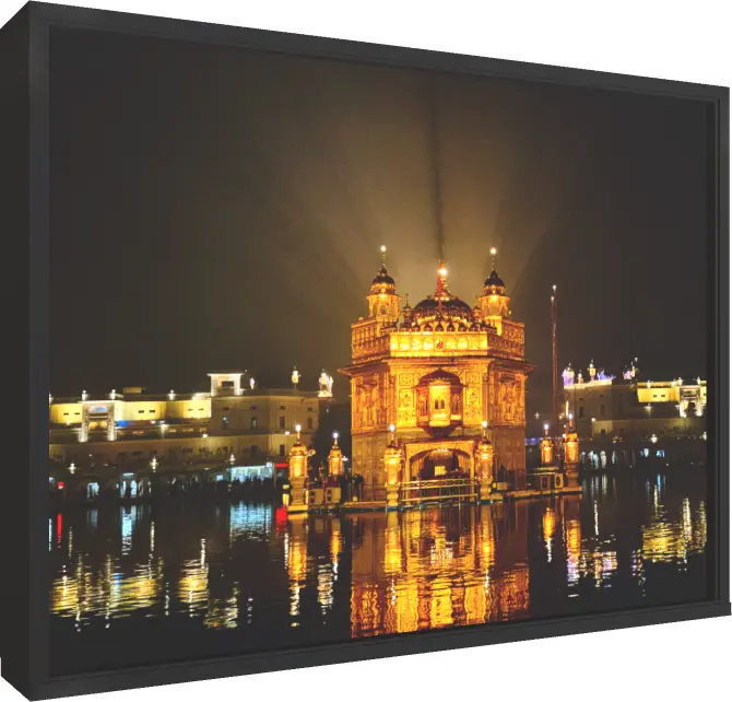 Peaceful Golden Temple Reflection Print — floater frame preview | PrintPosters.in