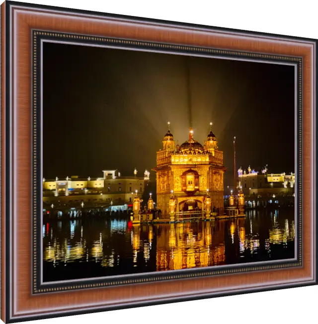 Peaceful Golden Temple Reflection Print — photo frame preview | PrintPosters.in