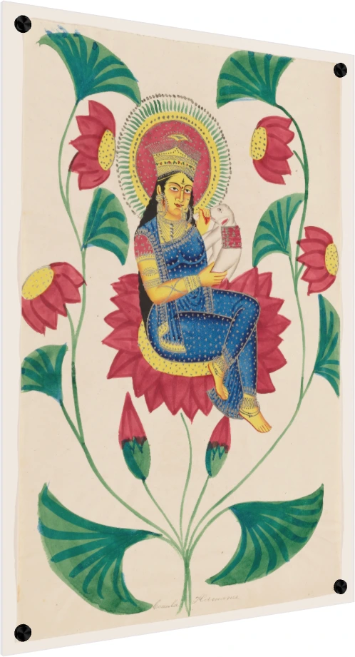 Vintage Goddess Sarasvati 19th Century Canvas wall art print — acrylic preview | PrintPosters.in
