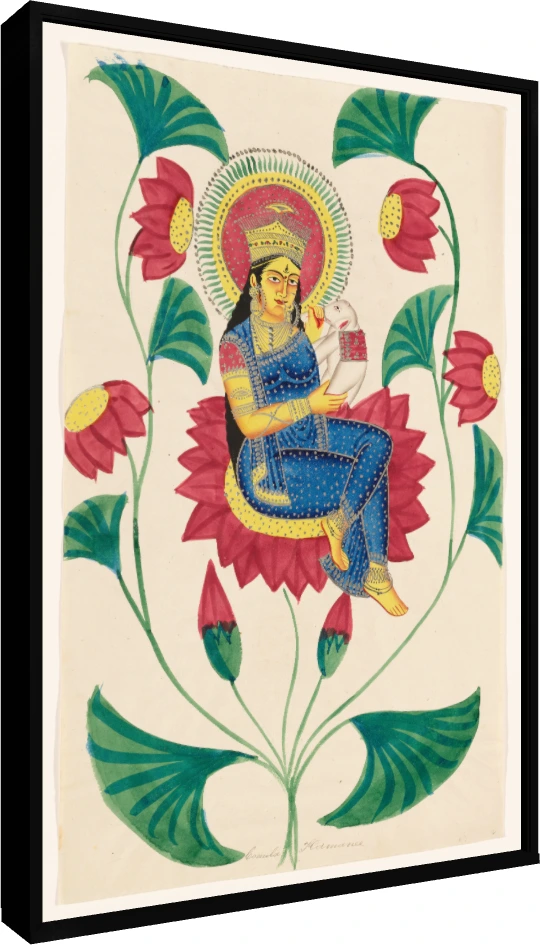 Vintage Goddess Sarasvati 19th Century Canvas wall art print — floater frame preview | PrintPosters.in