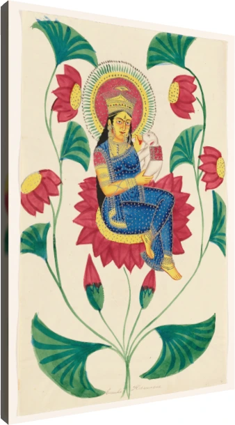 Vintage Goddess Sarasvati 19th Century Canvas wall art print | PrintPosters.in