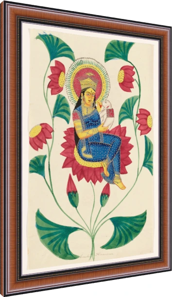 Vintage Goddess Sarasvati 19th Century Canvas wall art print — photo frame preview | PrintPosters.in