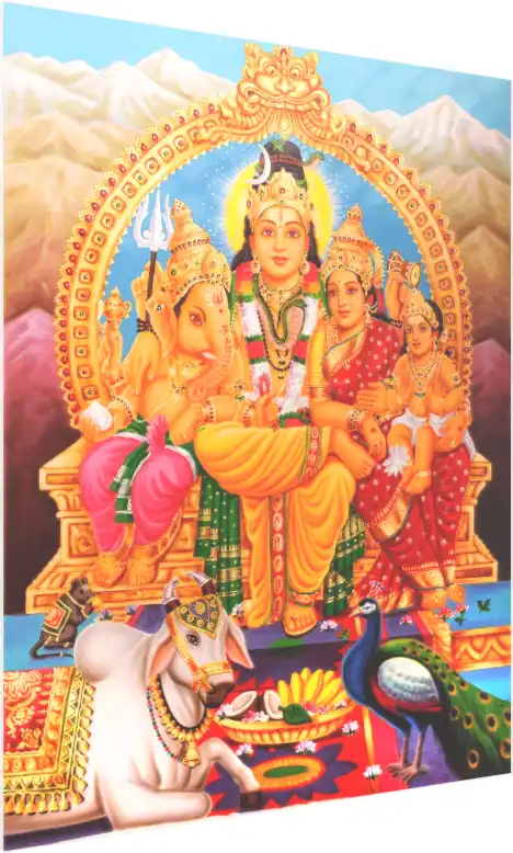 Divine Shiva Family Darbar Print — acrylic preview | PrintPosters.in