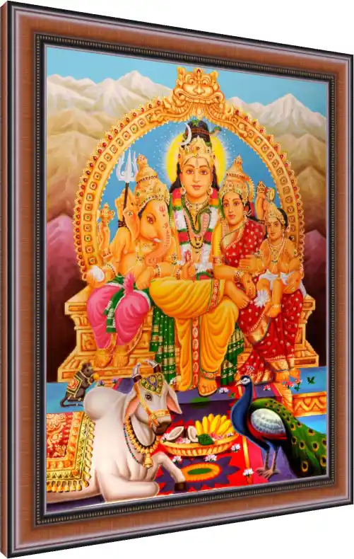Divine Shiva Family Darbar Print — photo frame preview | PrintPosters.in