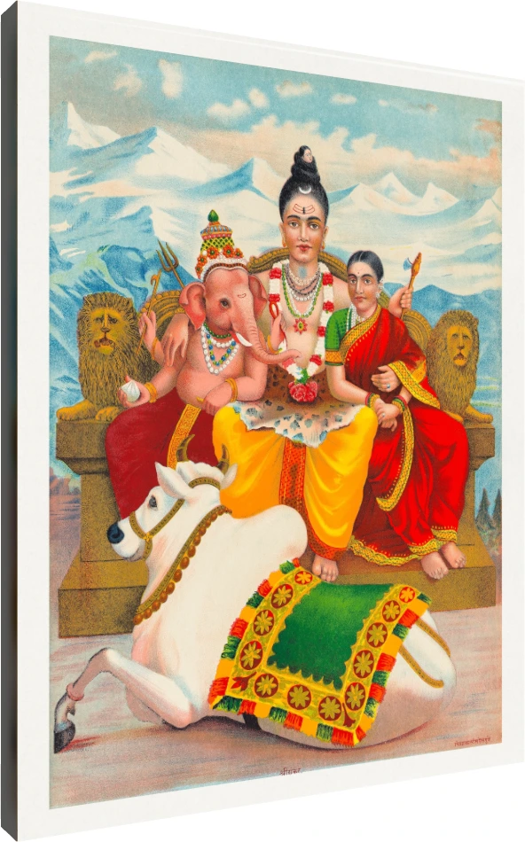Shri Shankara Shiva Holy Family Vintage Canvas wall art print | PrintPosters.in