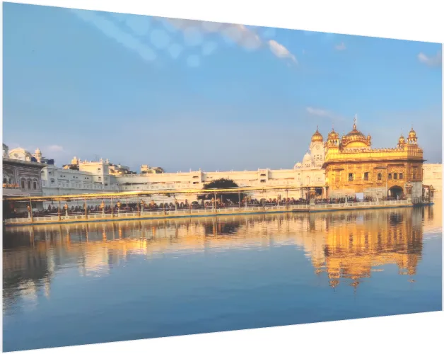 Vibrant Golden Temple Sikh Devotion Art — acrylic preview | PrintPosters.in