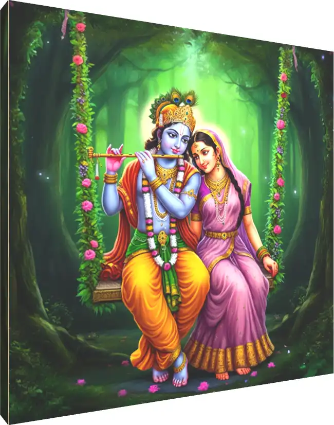 Ornate Radha Krishna Divine Couple Traditional Poster | PrintPosters.in