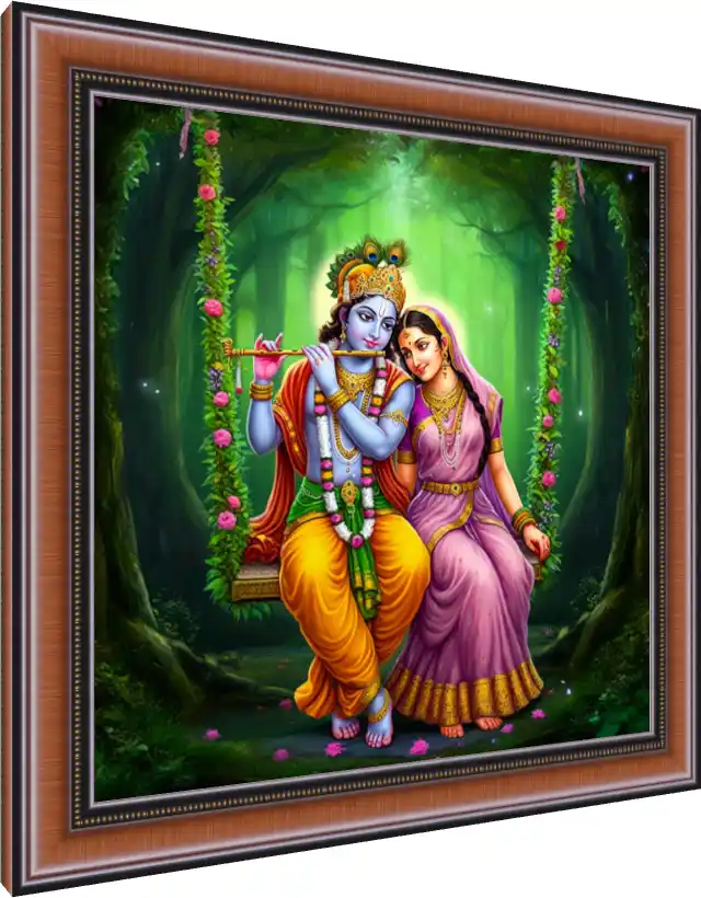 Ornate Radha Krishna Divine Couple Traditional Poster — photo frame preview | PrintPosters.in