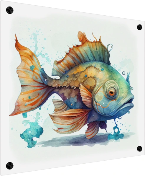 Vibrant Watercolor Fish Illustration — acrylic preview | PrintPosters.in