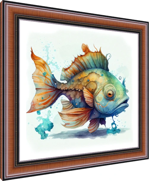 Vibrant Watercolor Fish Illustration — photo frame preview | PrintPosters.in